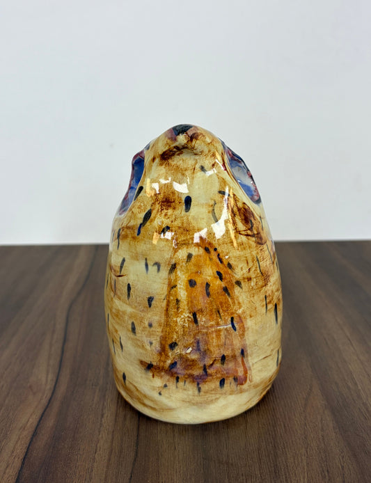 Figura de Búho de Cerámica Vidriada