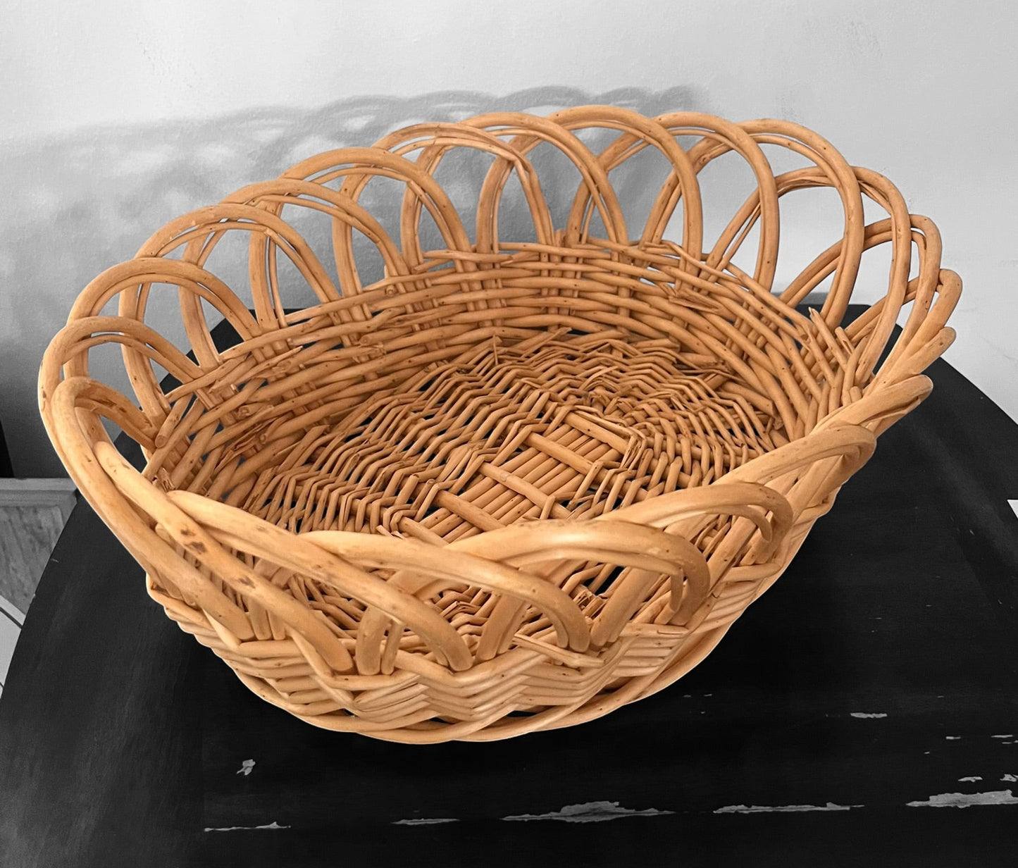 Cesta de mimbre, tejida a mano, estilo Vintage