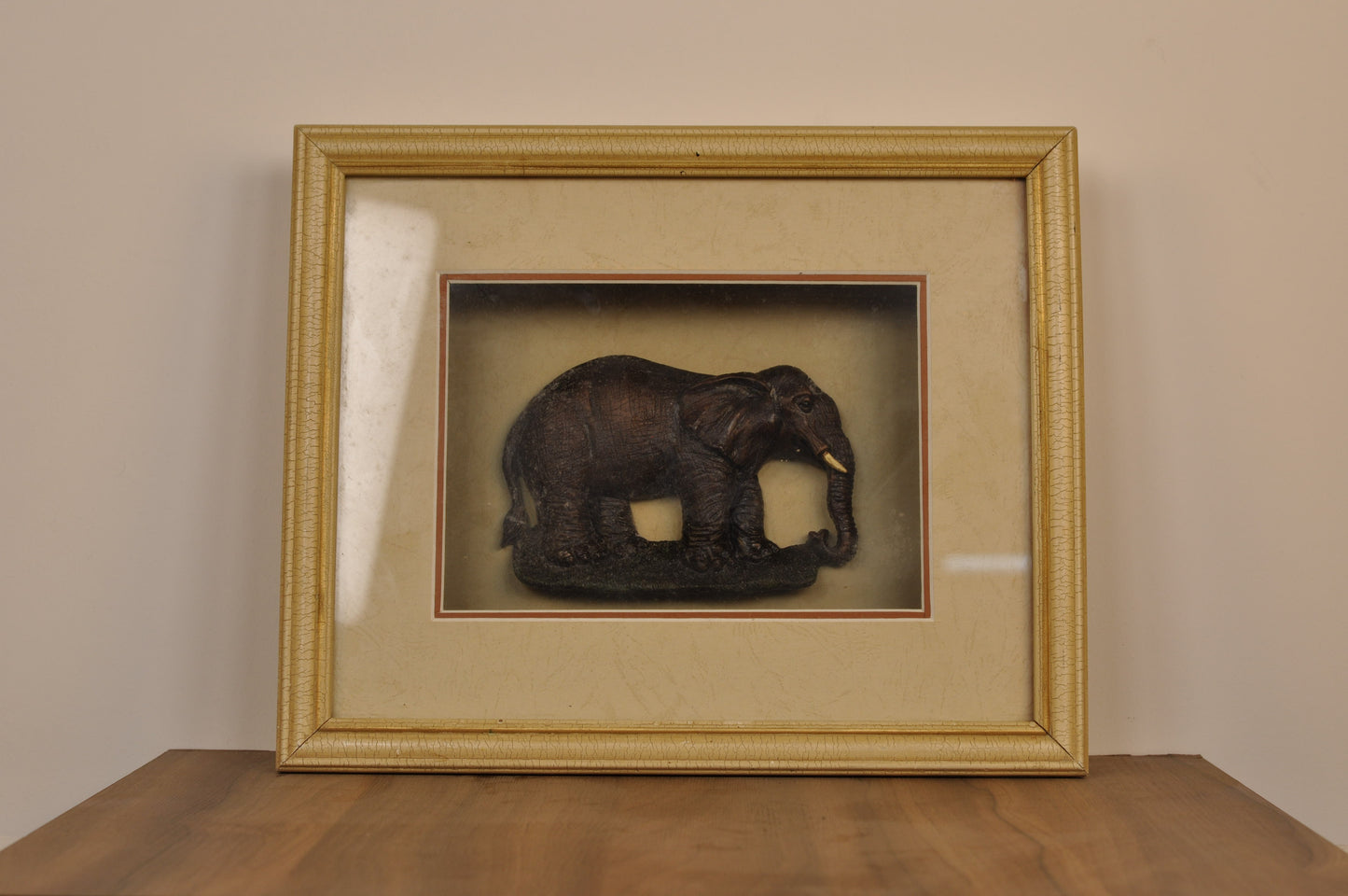 Cuadro Shadow Box – Elefante en Madera