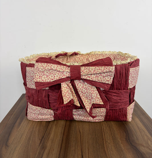 Cesta Decorativa Vintage Tejido Rojo