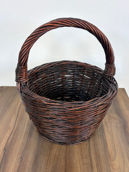 Cesta Mimbre Marrón Oscuro con Asa