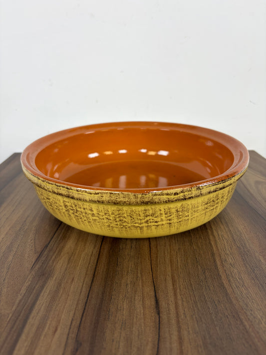Cuenco de cerámica, esmaltada de color terracota