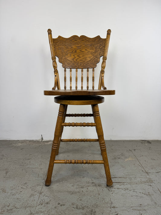Taburete de Bar Giratorio Vintage, Madera de Roble con