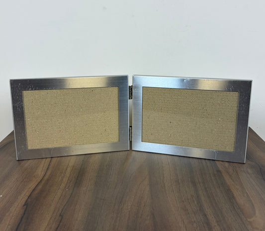 Portarretratos Doble Metal Plateado