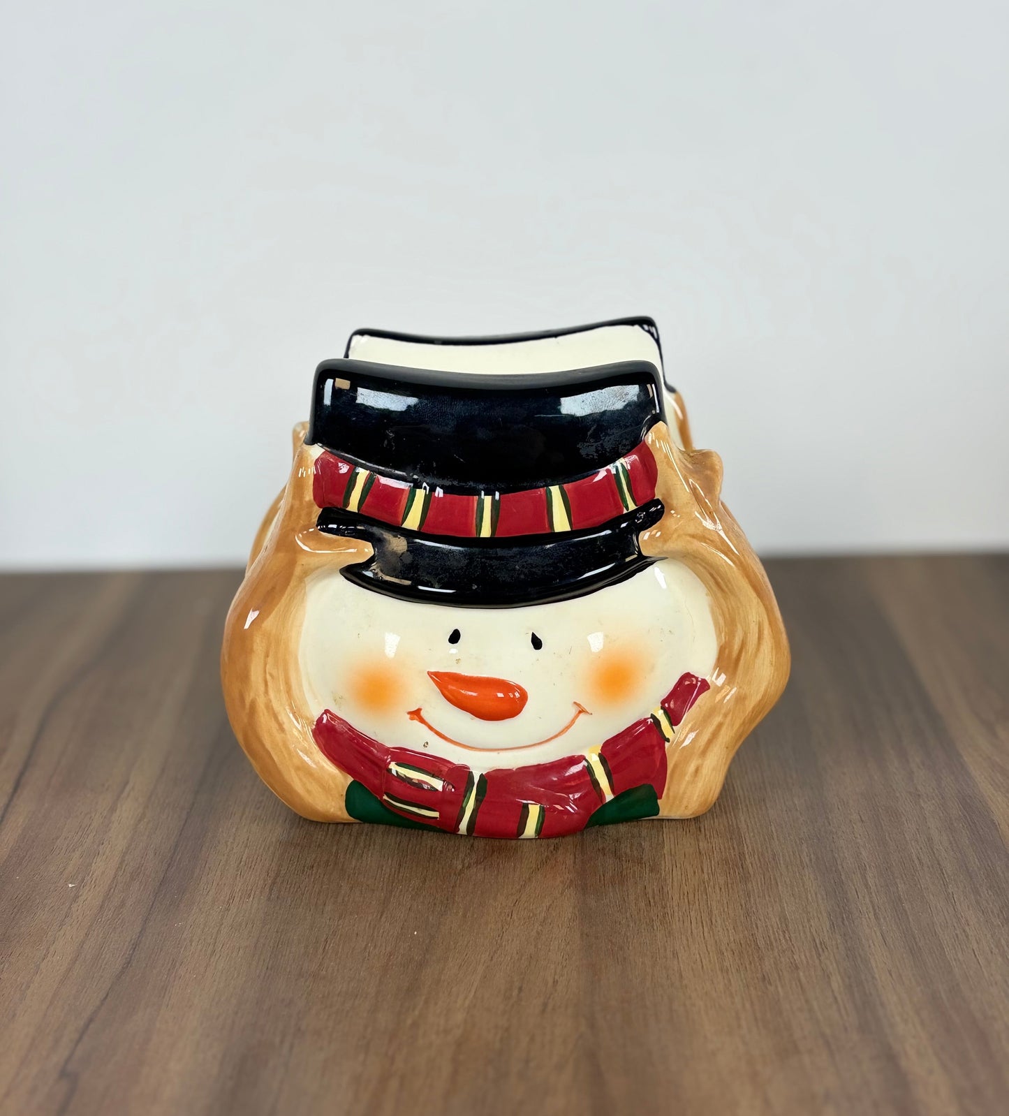 Servilletero Cerámica Muñeco de Nieve