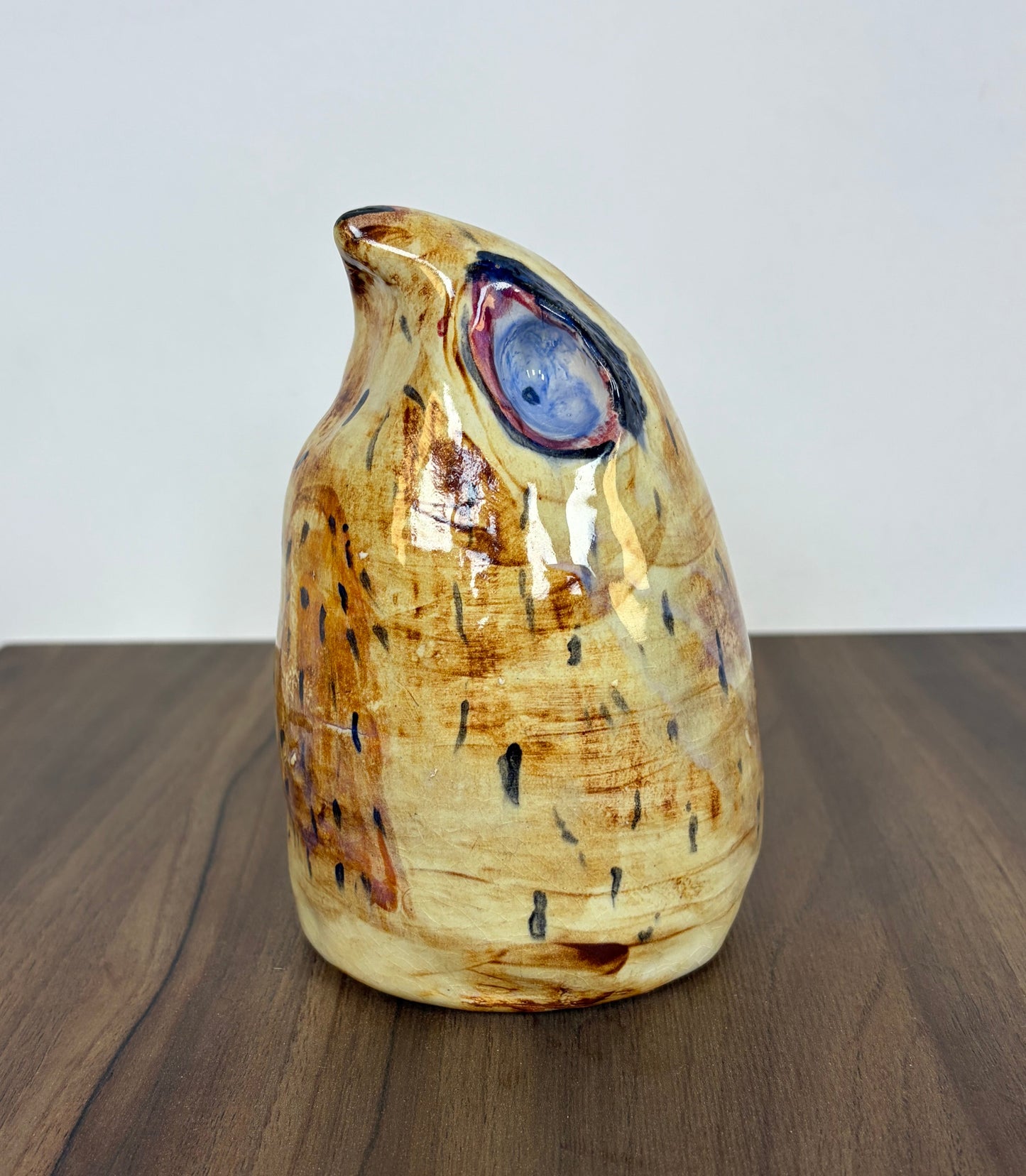 Figura de Búho de Cerámica Vidriada