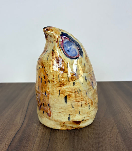 Figura de Búho de Cerámica Vidriada