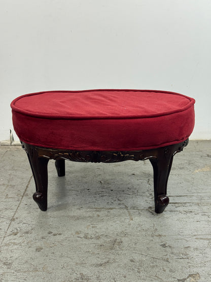 Banqueta Luis XV Caoba – Terciopelo Rojo