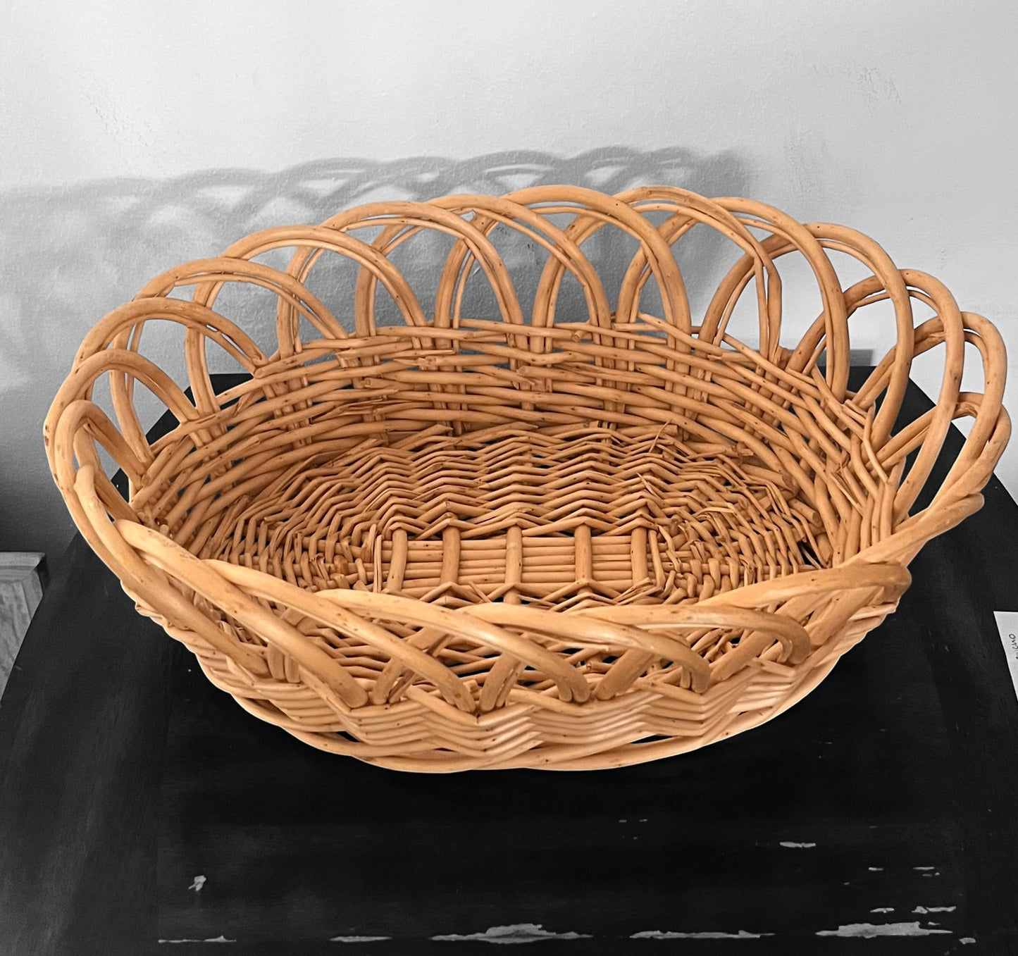 Cesta de mimbre, tejida a mano, estilo Vintage