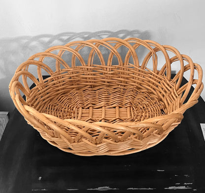 Cesta de mimbre, tejida a mano, estilo Vintage