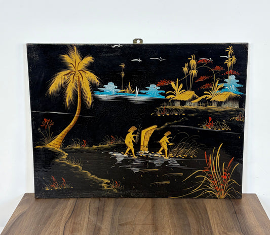 Cuadro Oriental – Laca Negra y Dorado