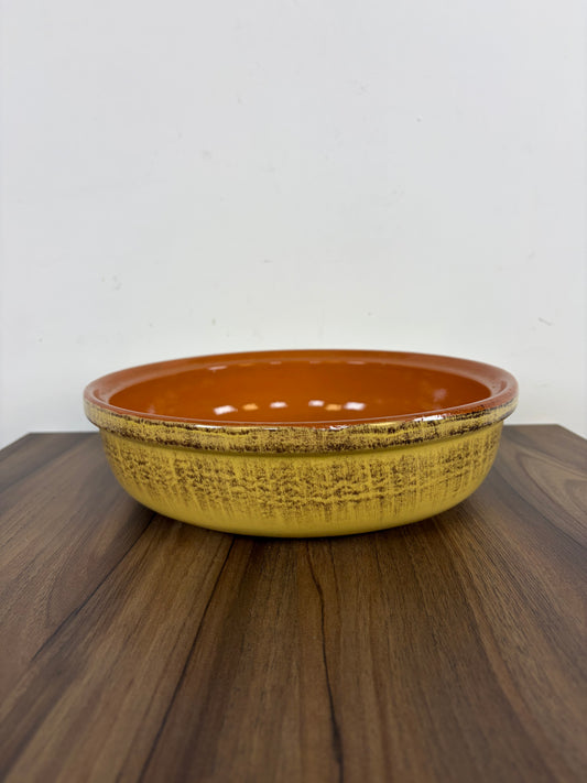 Cuenco de cerámica, esmaltada de color terracota