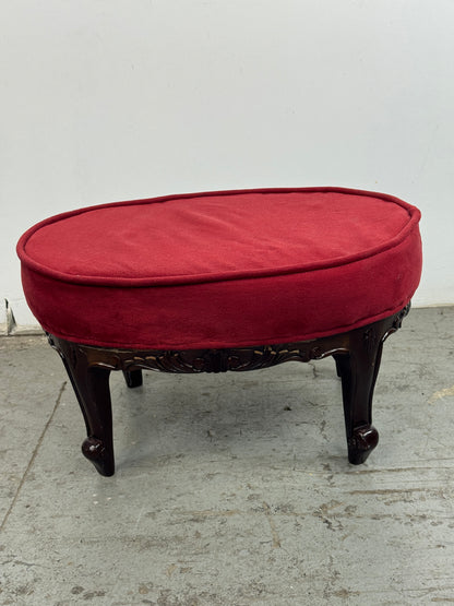 Banqueta Luis XV Caoba – Terciopelo Rojo
