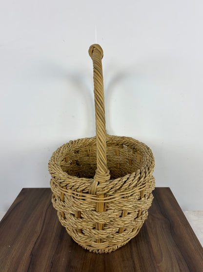 Cesta de Mimbre Natural Tejida con Asa