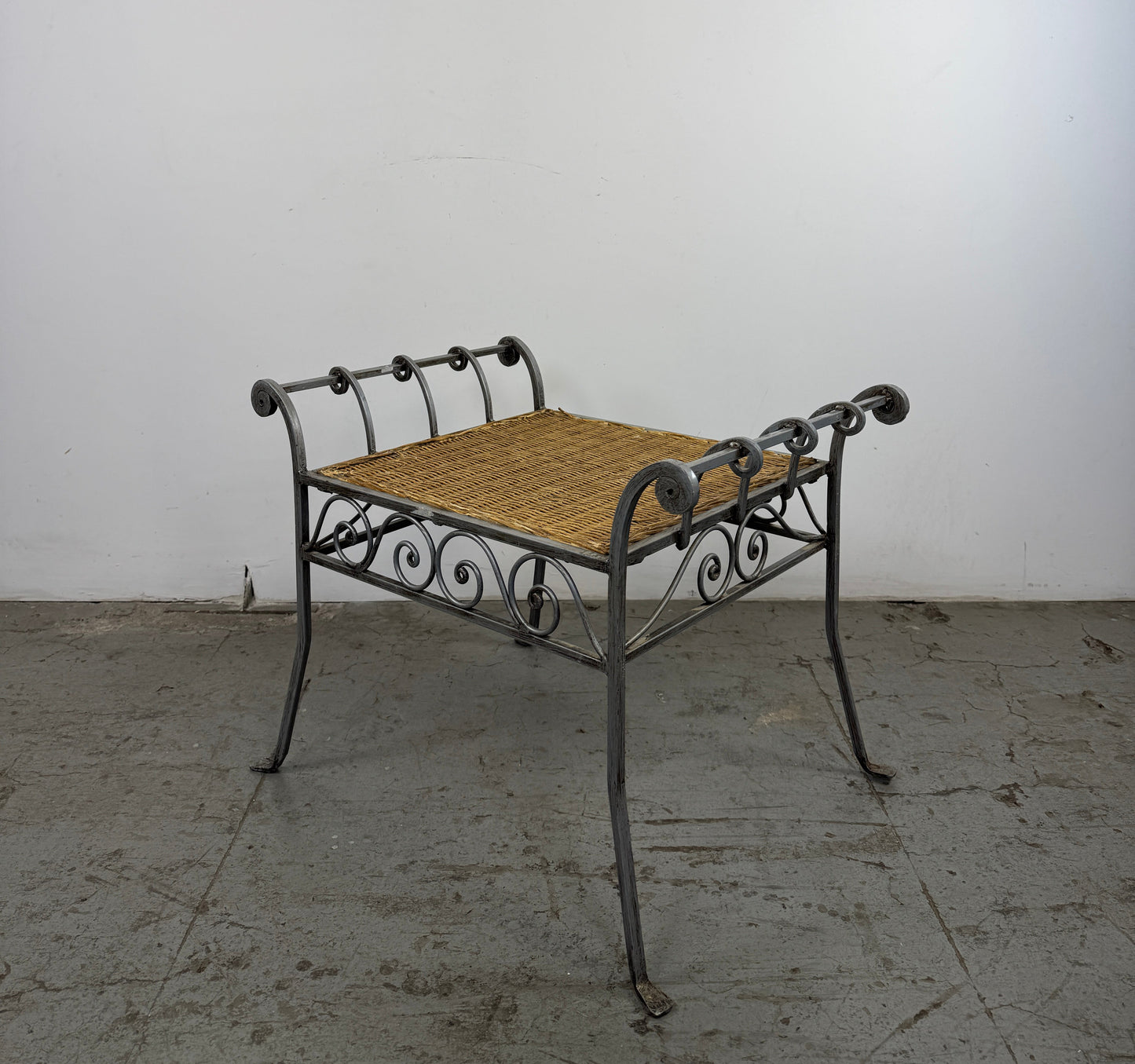 Banco Hierro Forjado con Asiento Mimbre