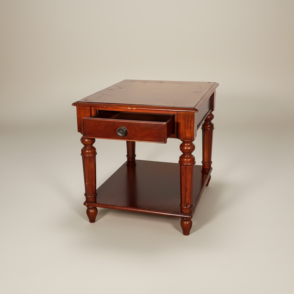 Mesa de noche tradicional de madera de caoba – Go Vintage