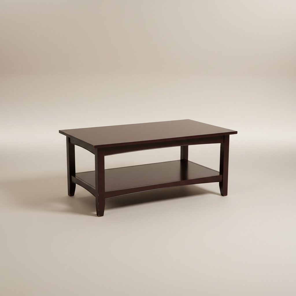 Mesa café rectangular Alaterre Furniture Shaker Cotagge en acabado espresso, la mesa está con rayones y piquetes en la madera – Go Vintage