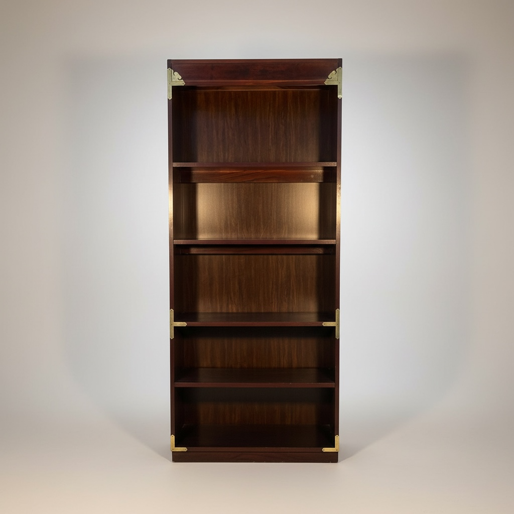 Estantería de madera oscura de estilo campaña, con refuerzo – Go Vintage