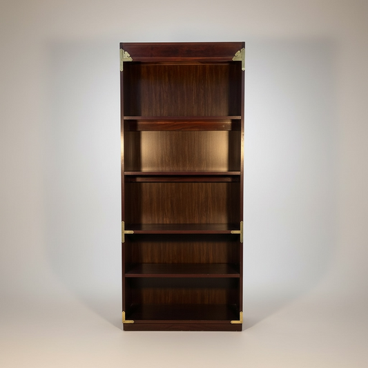 Estantería de madera oscura de estilo campaña, con refuerzo – Go Vintage